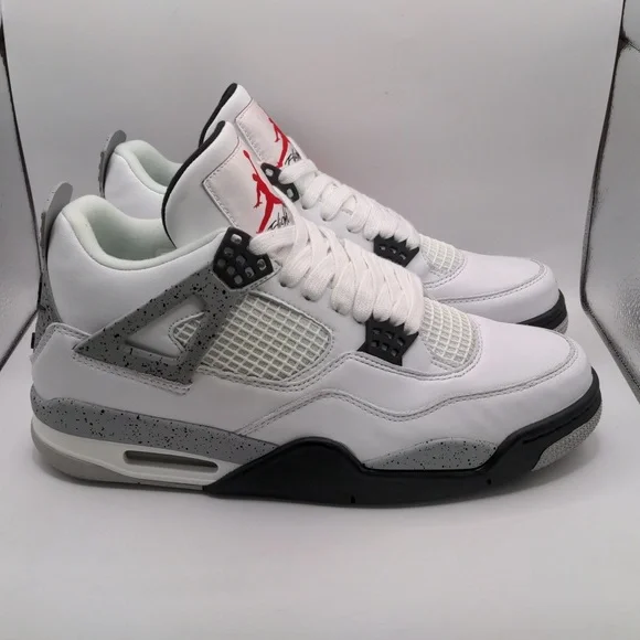 NWOB Nike Air Jordan 4 Retro White Cement Sneakers Men's 840606-192 Sz 10.5